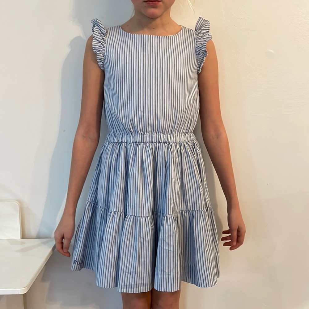 POLO by Ralph Lauren blue striped dress, size 6.
